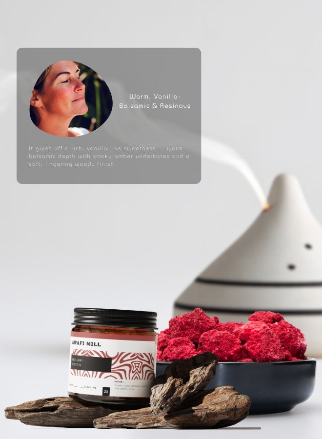 أباميك راتنج بخور الجاوي الأحمر (البنزوين) من شركة أوافي ميل 100 غرام (3.5 أونصة) | لبان جاوي "صمغ بنيامين الأحمر" من نبات ستيراكس. - Image 5